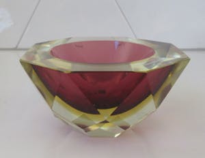 Flavio Poli - Fraai zevenkantig facet geslepen Sommerso glazen schaaltje kopen? Bied vanaf 10!