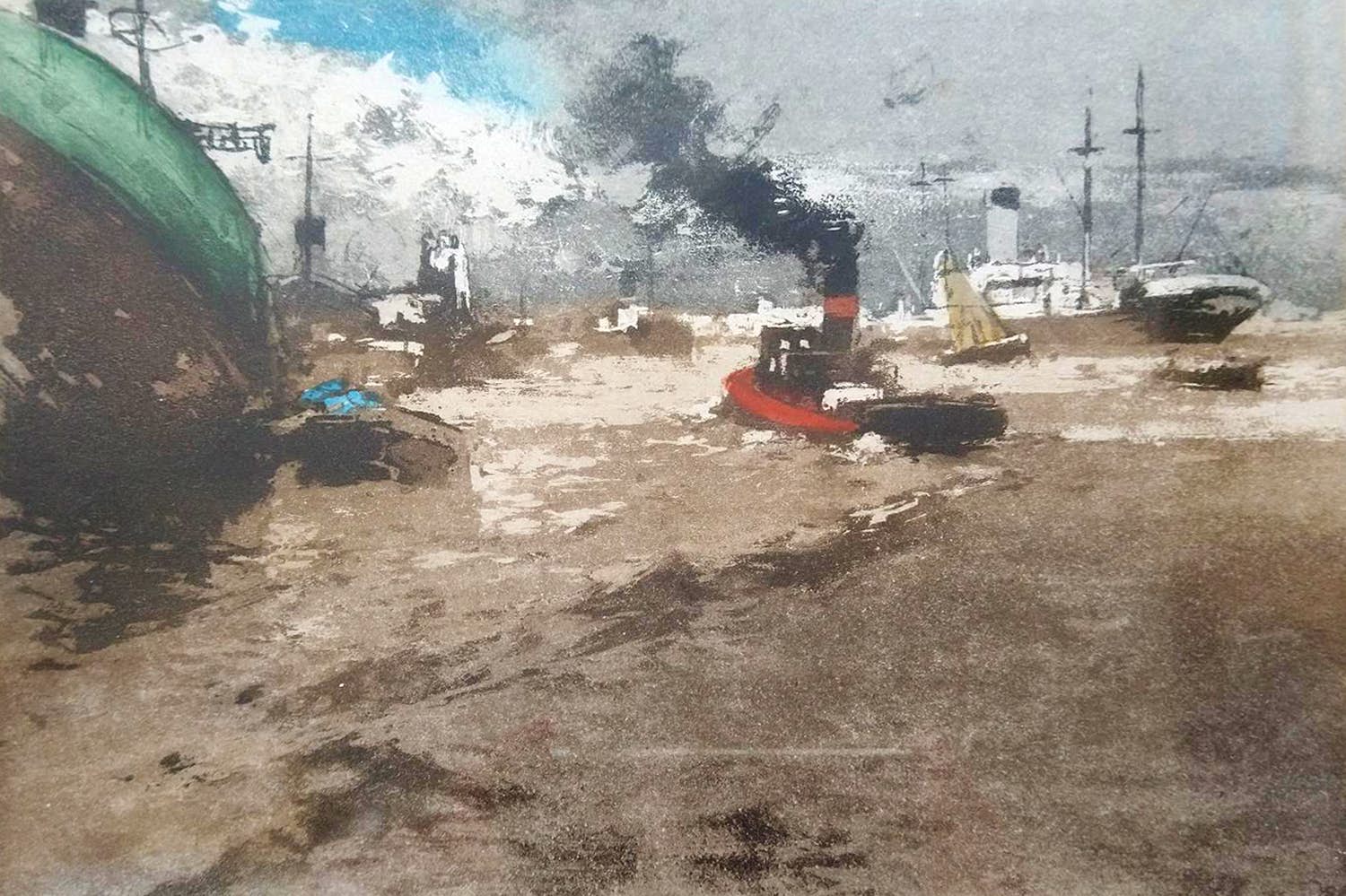 Ferdinand Luigini - Maritieme scene - aquatint verkocht voor € 79!