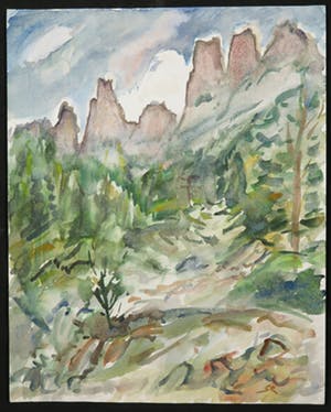 Jan Sluijters (jr.) - Aquarel, Landschap kopen? Bied vanaf 40!