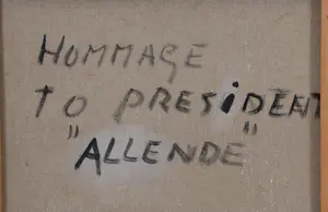 Jan Sierhuis - Zwarte landschap met rose figuur kopen? Bied vanaf 1950!