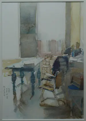 Ad Kroese - Ingelijste aquarel , Atelier II – 1998 - Lijst, 60 x 49 cm. kopen? Bied vanaf 100!