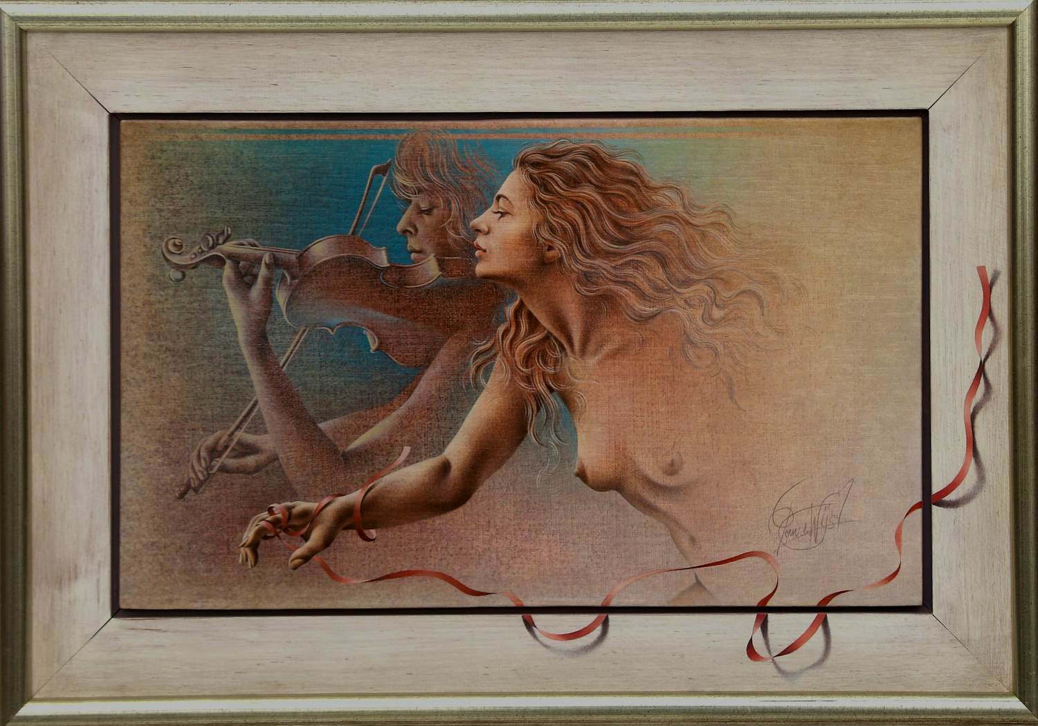 Poen de Wijs - Ingelijste olieverf op paneel: 'Inpromptu in rood' kopen? Bied vanaf 1250!