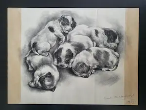 Aart van Dobbenburgh - "Puppies". kopen? Bied vanaf 75!