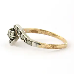 14k goud en zilver ring met roos geslepen diamant tot. 0.10ct – G/H - SI kopen? Bied vanaf 210!