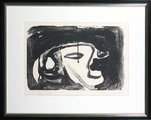 Bram van Velde - Litho, Zonder titel - Ingelijst verkocht voor € 200!