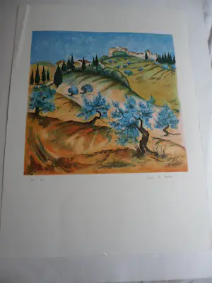 Buy Marie de Valon - Litho, "Provençaals landschap"? Bid from 30!