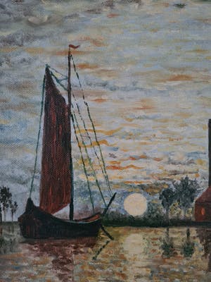 Niet of onleesbaar gesigneerd - Pointillistisch haventje kopen? Bied vanaf 1!