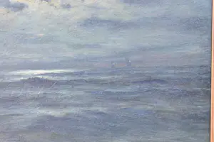 Buy Romain Steppe - Vissersboot onder zeil varend bij maanlicht dicht bij het strand? Bid from 180!