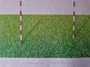 Bart Boumans - potloodgesigneerd kleuren - Litho "Hollands landschap" - 1973 kopen? Bied vanaf 58!
