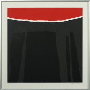 Gijs Keizer - Zeefdruk, Z.T. Abstracte voorstelling in rood en zwart - Ingelijst kopen? Bied vanaf 20!