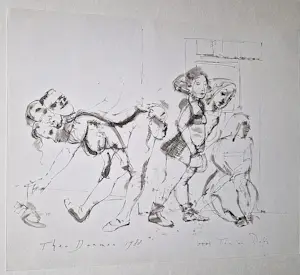 Theo Daamen - in 1988 gemaakt aquarel/inkt op papier "uitslover" met persoonlijke opdracht kaufen? Bieten Sie von 54!