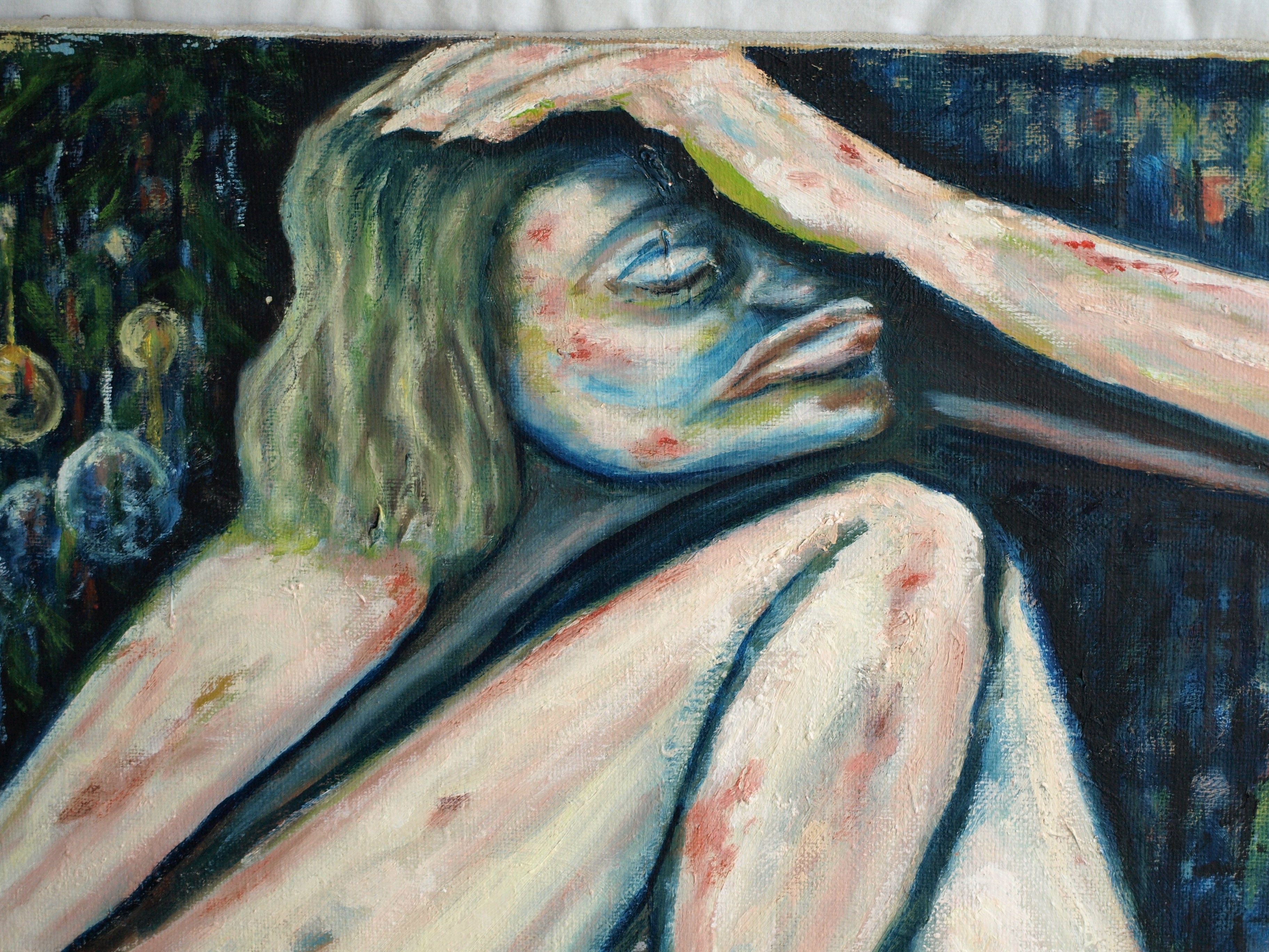 Niet of onleesbaar gesigneerd - Olieverf op doek , Christmas is coming to town – 60 x 80 cm  kopen? Bied vanaf 1!