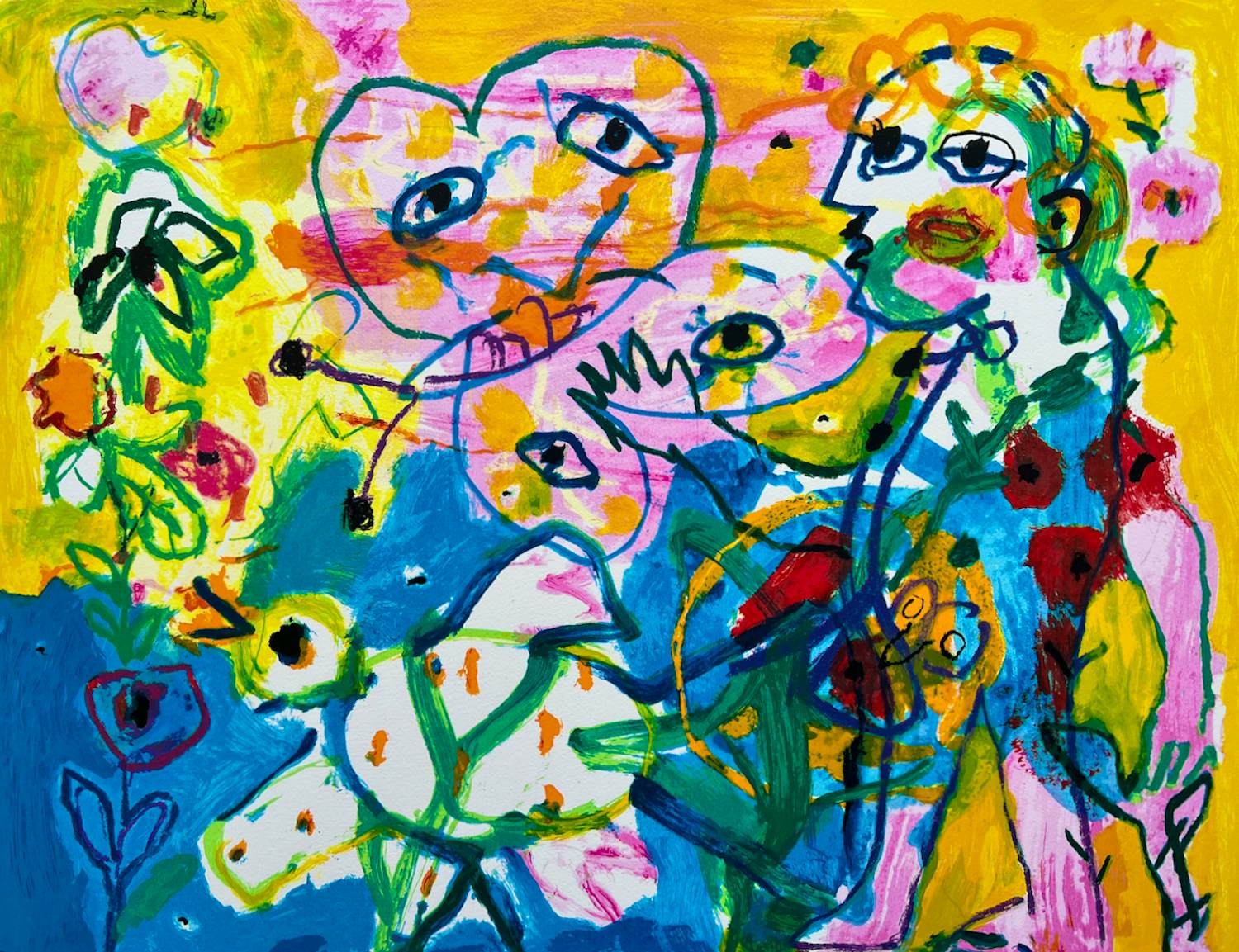 Hans Truijen - handgesigneerde zeefdruk | 'Happy day' | 1993 kopen? Bied vanaf 200!