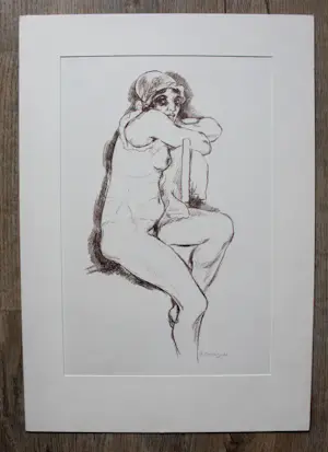 Wilhelm Wagner - Litho: zittende dame kopen? Bied vanaf 99!