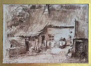 Buy Herman Moerkerk - (1897- 1949) 'een kijkje op het boerenerf'? Bid from 49!