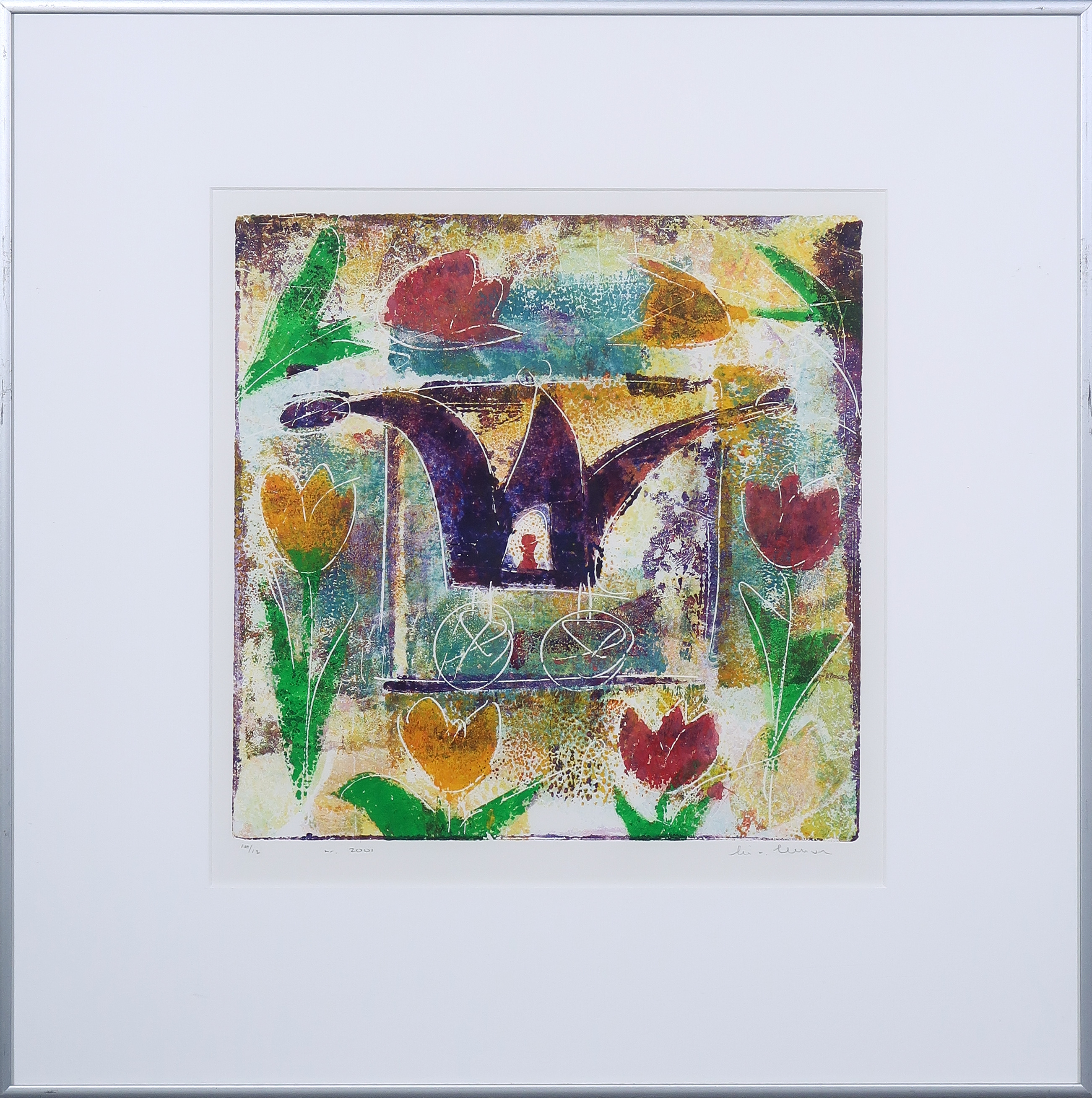 Lia van Leeuwen - Ets, No. 2001 - Ingelijst verkocht voor € 20!