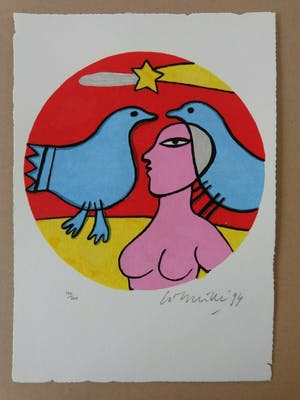 Corneille - TYPISCHE FIGURATIE / KLEURLITHO / 30x21cm / SIG / 1994 kopen? Bied vanaf 65!