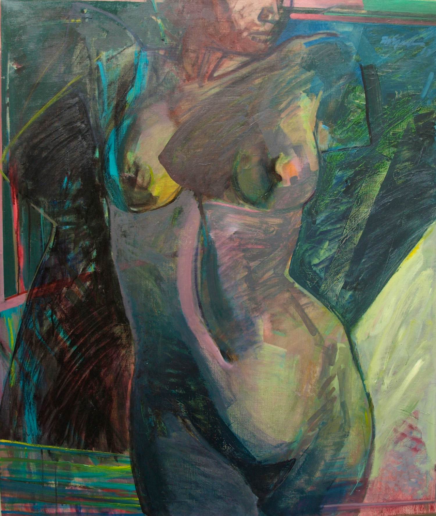 Frank van Eijndhoven - Acryl op doek , Naakt 1 – 1977 - 115 x 100 cm. verkocht voor € 150!