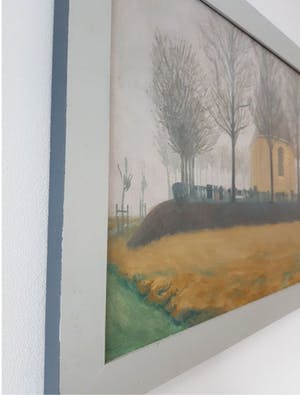 Niet of onleesbaar gesigneerd - Modern mysterieus mistig landschap - olieverf op doek -vanaf 1 euro- kopen? Bied vanaf 1!
