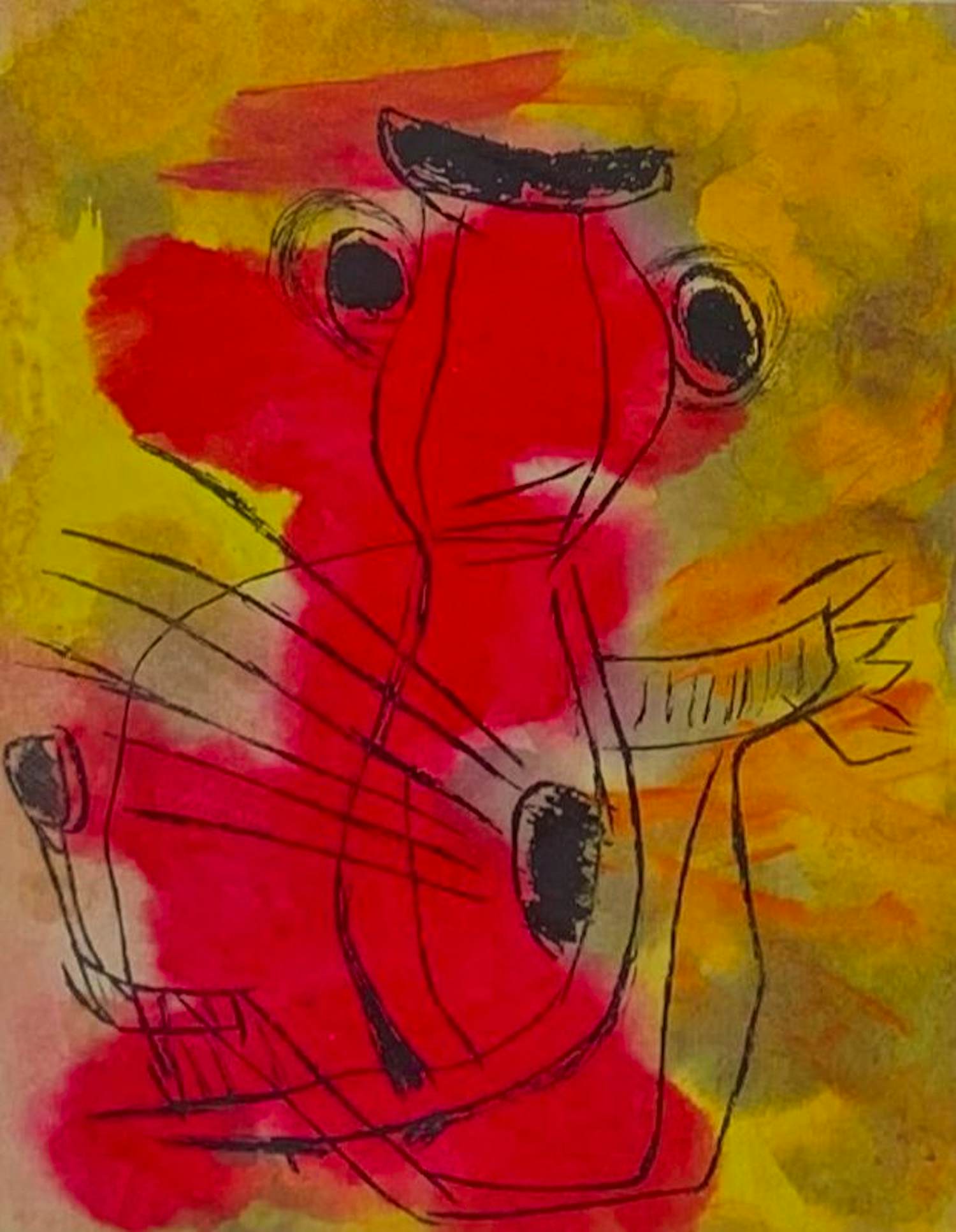 Karel Appel - Ingelijste ets/aquatint; Nostalgie de la Trompette kopen? Bied vanaf 799!