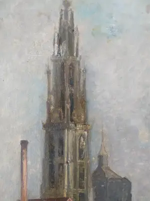 Louis Artan - Stadsgezicht met kathedraal kopen? Bied vanaf 250!