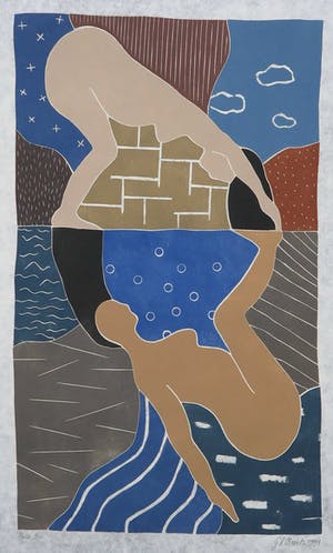 Geertje Briels - Houtdruk op geschept papier, Salto kopen? Bied vanaf 1!