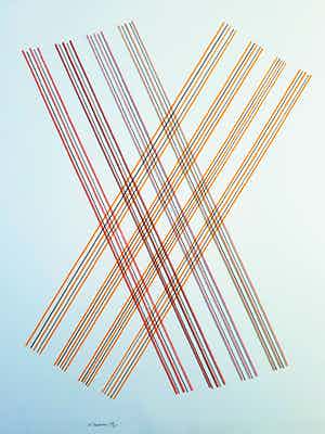 Willem Hussem - Kruis van dunne lijnen, zeefdruk verkocht voor € 175!