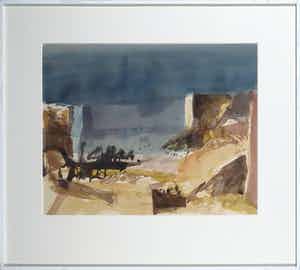 Jaap Ploos van Amstel - Aquarel, Landschap - Ingelijst verkocht voor € 20!