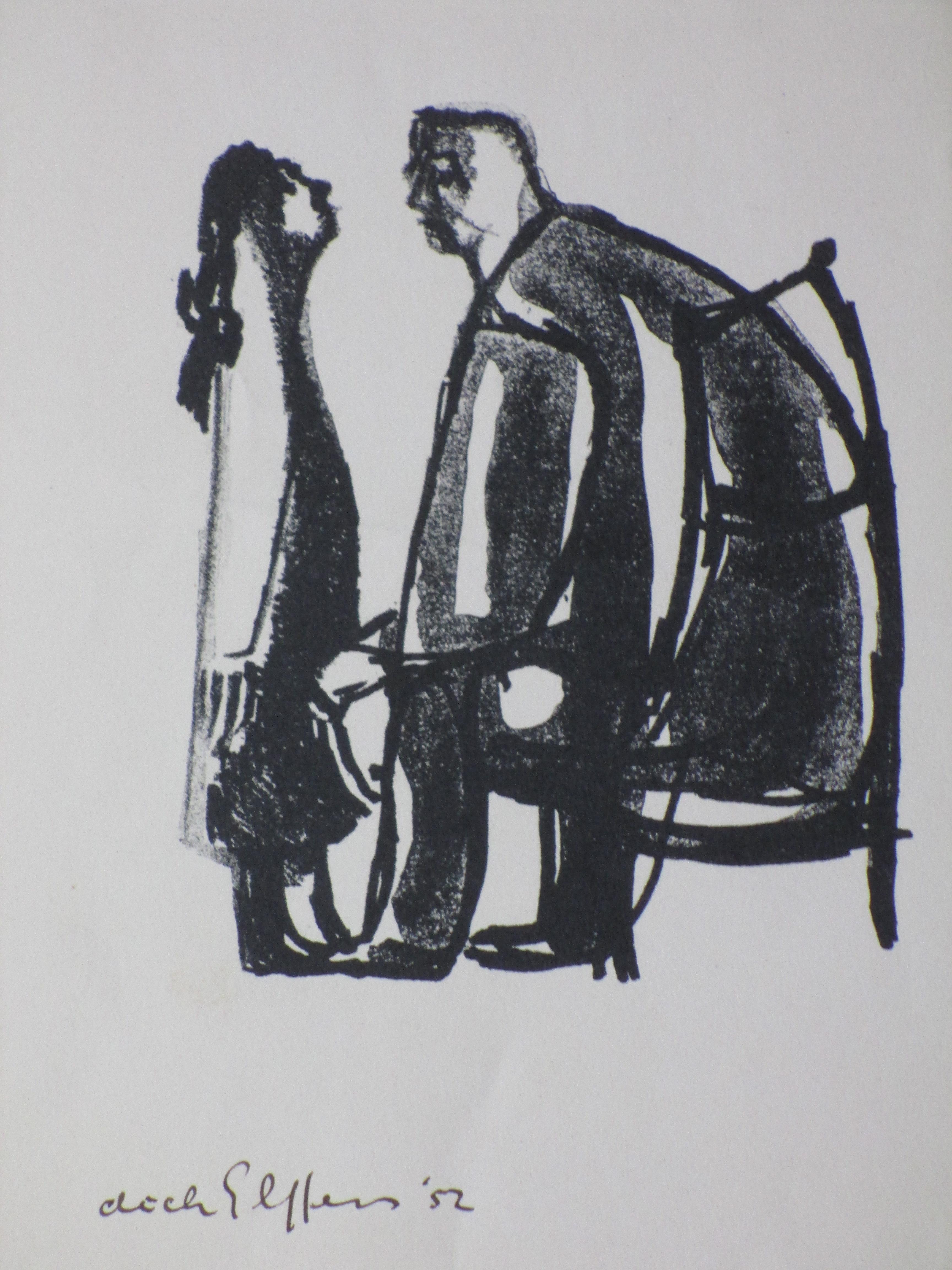 Dick Elffers - Gesprek - Litho verkocht voor € 40!