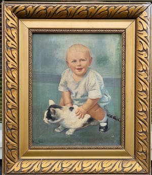 Niet of onleesbaar gesigneerd - Meisje met kat kopen? Bied vanaf 1!