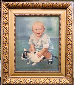 Niet of onleesbaar gesigneerd - Meisje met kat verkocht voor € 1!