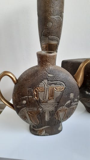 Niet of onleesbaar gesigneerd - Drie natuur stenen Vazen uit jaren 60-70 Spanje kermaiek atelier kopen? Bied vanaf 55!