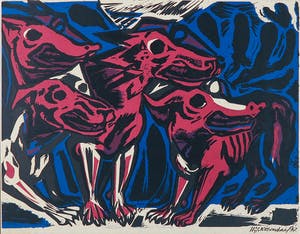 Willem Rozendaal - Linosede, Compositie met honden kopen? Bied vanaf 1!