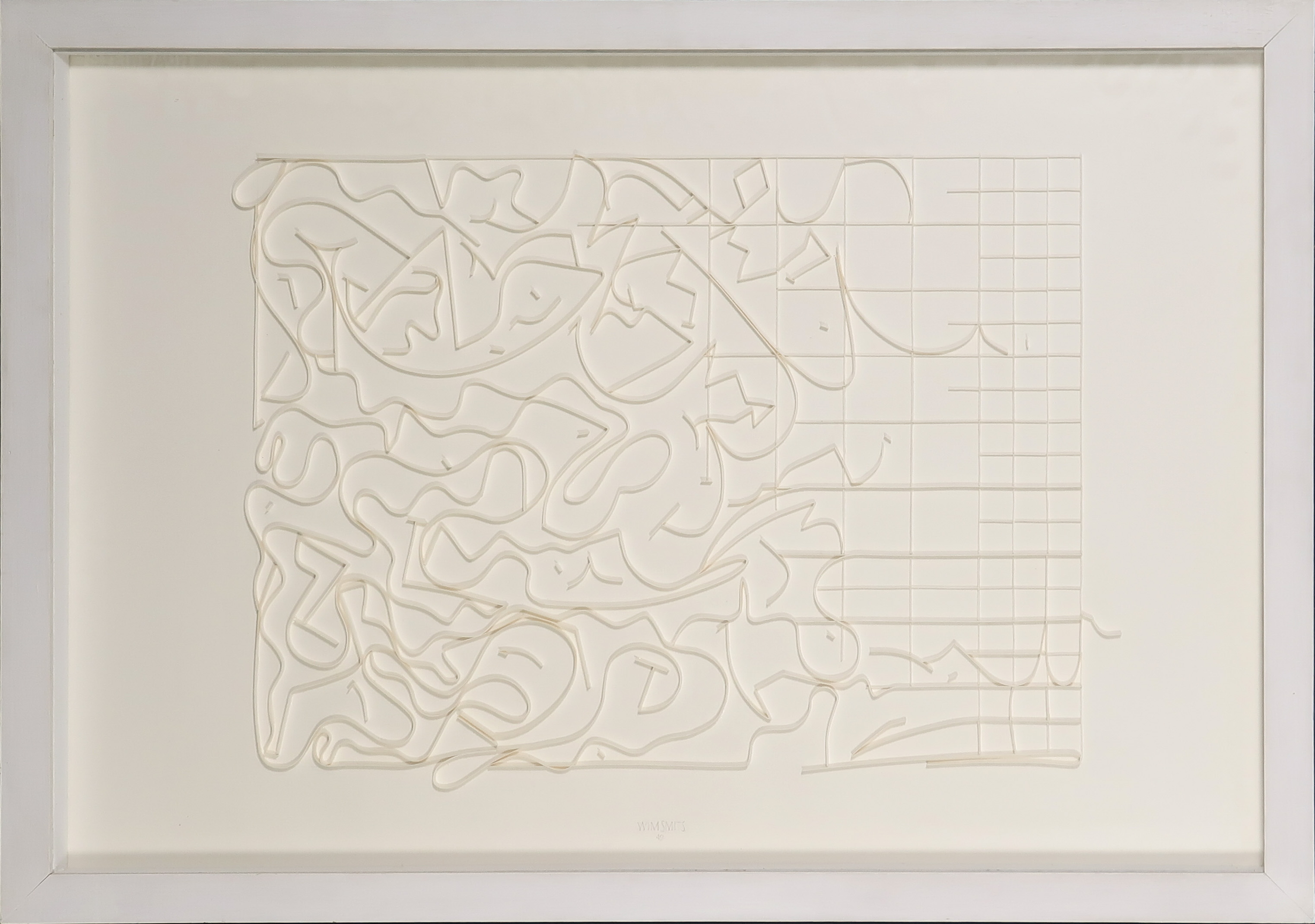 Wim Smits - Papier collage, Chaos before the creation - Ingelijst verkocht voor € 250!