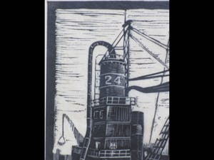 Antonius Hubertus Nordberg - Graanelevator in de haven - Houtsnede kopen? Bied vanaf 35!