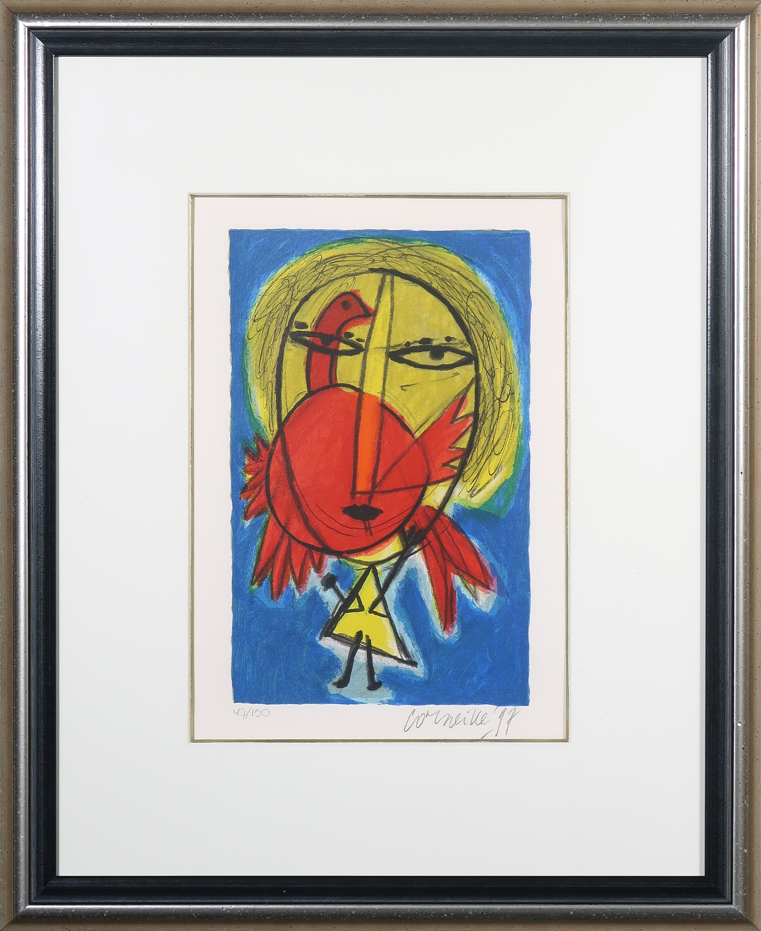 Corneille - Zeefdruk, Zonder titel - Ingelijst verkocht voor € 150!