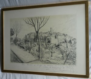 Serge Mendjisky - Grote ingelijste litho , Saint-Paul-de-Vence – met dédicace - 1982 kopen? Bied vanaf 75!