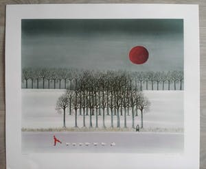 Ilona Schmit - Schaatsend meisje. Rode zon. kopen? Bied vanaf 50!