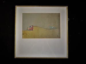 Niet of onleesbaar gesigneerd - Galerie Hofstee F"furt - handgekleurde Ets - Vis en Vliegtuig - gesigneerd kopen? Bied vanaf 10!