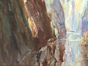 Dienke de Vries-Rohde - Fjord | Groot olieverfschilderij kopen? Bied vanaf 99!