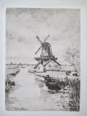 Niet of onleesbaar gesigneerd - 10 diverse etsen Landschap oa Matthes v.Leusden Vrolijk Heyning kopen? Bied vanaf 1!