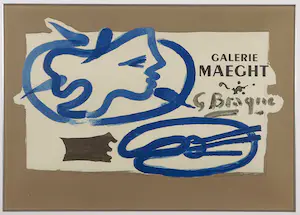 Georges Braque - Litho voor tentoonstelling Galerie Meaght 1950, Profil à la Palet - Ingelijst kopen? Bied vanaf 1!