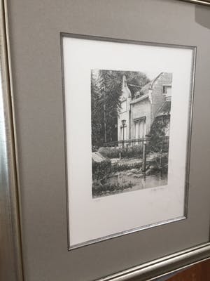 Jef Van Grieken - Zicht op villa (Keerbergen?), de omringende natuur en water. kopen? Bied vanaf 50!