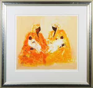 Wil Willemsen - Zeefdruk, Les Mamas - Ingelijst verkocht voor € 60!