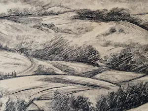 Dirk Filarski - Grote jaren 30 houtskool tekening - Italië landschap bij Gardameer - gesigneerd kopen? Bied vanaf 84!