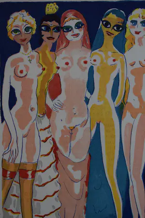 Kees van Dongen - Houtgravure - Les six adolescentes kopen? Bied vanaf 50!