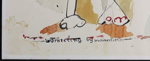 Buy Marianne van der Heijden - Aquarel, Worsteling bij maanlicht? Bid from 1!