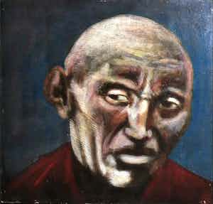 Jan Bollaert - Olieverf op board, Buddha verkocht voor € 1!