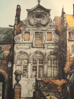 Alfred van Neste - Gekleurde Ets - Geveltje Mechelen kopen? Bied vanaf 70!