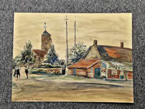 Charles J. Kemper - Grote in 1964 gemaakte aquarel "Bruiloft in het dorp" gesigneerd kopen? Bied vanaf 1!